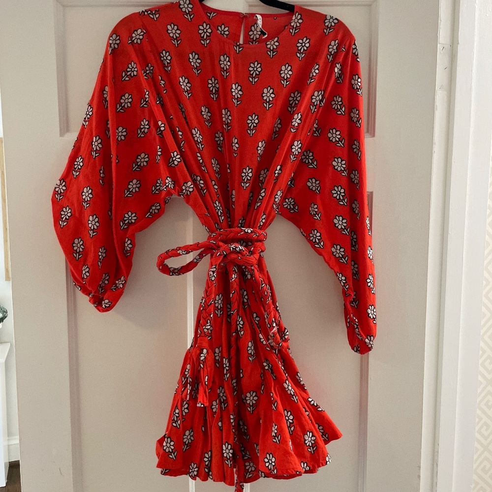 RHODE Ella Braided Belt Fit-&-Flare Minidress